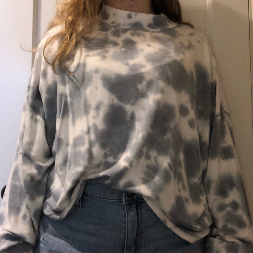 Blue and gray half turtle neck sweater